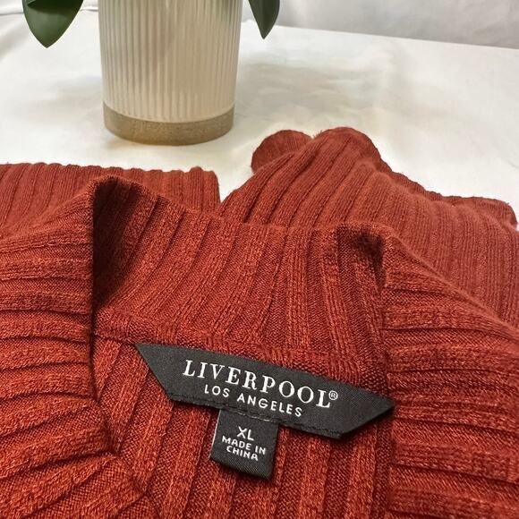 Liverpool LA Women's Mock Neck Ribbed Knit Blouse Color Cinnamon Size XL - Picture 5 of 7